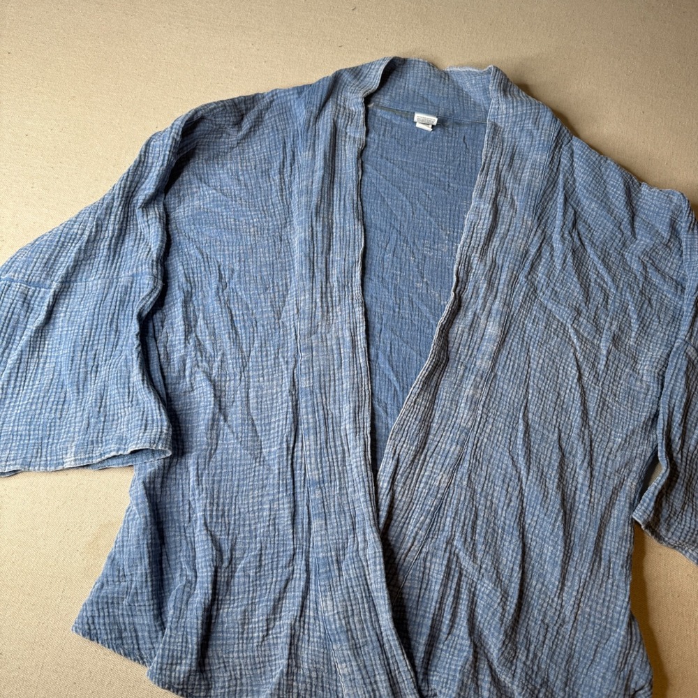 Universal Thread Blue Cotton Gauze Tie Front Kimono Cardigan S/M